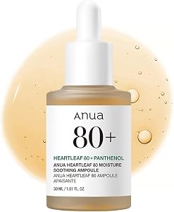 Anua Heartleaf 80 Soothing Ampoule, Hydrating Facial Serum for Glass Skin, Hyaluronic Acid