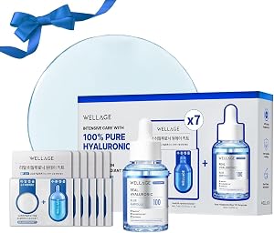 WELLAGE Real Hyaluronic Blue Ampoule 100 Korean Serum, Fragrance Free Hyaluronic Acid Ampo