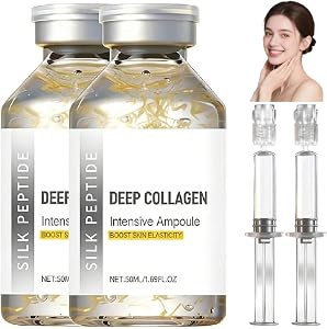 2Pcs Deep Collagen Silk Peptide Ampoule Set,Korean Anti-Aging Facial Essence,Hydrating,Tig