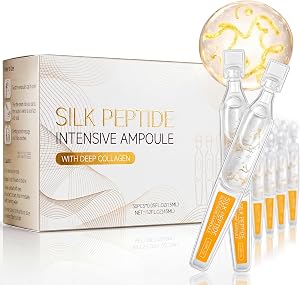 Deep Collagen Silk Peptide Ampoule for Face, Korean Anti-Aging Serum with Collagen & P